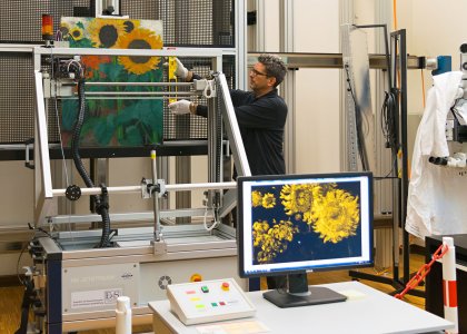 Makro-Röntgenfluoreszenz-Scanning von „Hohe Sonnenblumen“, 1926